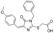 ([(4E)-1-BENZYL-4-(4-METHOXYBENZYLIDENE)-5-OXO-4,5-DIHYDRO-1H-IMIDAZOL-2-YL]THIO)ACETIC ACID Struktur