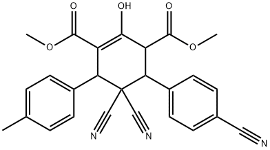 DIMETHYL 5,5-DICYANO-4-(4-CYANOPHENYL)-2-HYDROXY-6-(4-METHYLPHENYL)-1-CYCLOHEXENE-1,3-DICARBOXYLATE Struktur