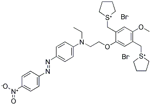 1-METHOXY-4-(O-DISPERSE RED 1)-2,5-PHENYLENEMETHYLENEBIS(TETRAHYDROTHIOPHENIUM DIBROMIDE) Struktur