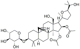 (20S,24R)-15ALPHA,16BETA-DIACETOXY-EPOXY-9,19-CYCLOLANOSTANE-3B,18,25-TRIOL-3-O-BETA-D-XYLOPYRANOSIDE Struktur