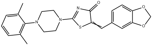 5-[(E)-1,3-BENZODIOXOL-5-YLMETHYLIDENE]-2-[4-(2,6-DIMETHYLPHENYL)PIPERAZINO]-1,3-THIAZOL-4(5H)-ONE Struktur