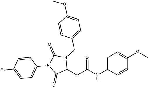 2-(1-(4-FLUOROPHENYL)-3-(4-METHOXYBENZYL)-2,5-DIOXOIMIDAZOLIDIN-4-YL)-N-(4-METHOXYPHENYL)ACETAMIDE Struktur