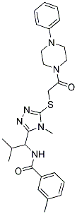 3-METHYL-N-(2-METHYL-1-(4-METHYL-5-(2-OXO-2-(4-PHENYLPIPERAZIN-1-YL)ETHYLTHIO)-4H-1,2,4-TRIAZOL-3-YL)PROPYL)BENZAMIDE Struktur