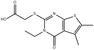 (3-ETHYL-5,6-DIMETHYL-4-OXO-3,4-DIHYDRO-THIENO[2,3-D]PYRIMIDIN-2-YLSULFANYL)-ACETIC ACID Struktur