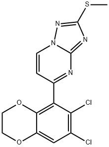 5-(6,7-DICHLORO-2,3-DIHYDRO-1,4-BENZODIOXIN-5-YL)-2-(METHYLSULFANYL)[1,2,4]TRIAZOLO[1,5-A]PYRIMIDINE Struktur