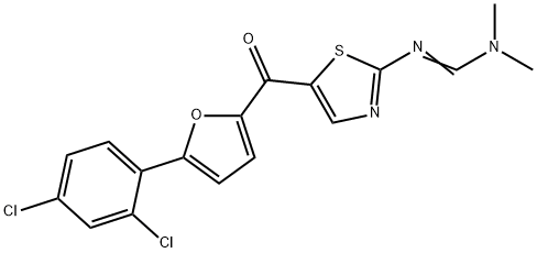 N'-(5-([5-(2,4-DICHLOROPHENYL)-2-FURYL]CARBONYL)-1,3-THIAZOL-2-YL)-N,N-DIMETHYLIMINOFORMAMIDE Struktur