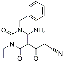 3-(6-AMINO-1-BENZYL-3-ETHYL-2,4-DIOXO-1,2,3,4-TETRAHYDRO-PYRIMIDIN-5-YL)-3-OXO-PROPIONITRILE Struktur