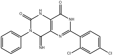 6-(2,4-DICHLOROPHENYL)-4-IMINO-3-PHENYL-1,3,4,7-TETRAHYDROPYRIMIDO[5,4-D]PYRIMIDINE-2,8-DIONE Struktur