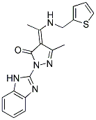 (4E)-2-(1H-BENZIMIDAZOL-2-YL)-5-METHYL-4-{1-[(THIEN-2-YLMETHYL)AMINO]ETHYLIDENE}-2,4-DIHYDRO-3H-PYRAZOL-3-ONE Struktur