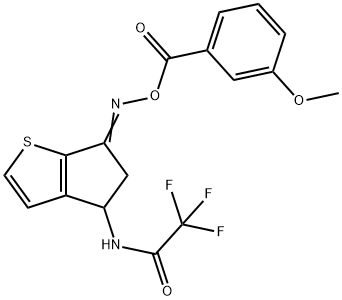 2,2,2-TRIFLUORO-N-(6-([(3-METHOXYBENZOYL)OXY]IMINO)-5,6-DIHYDRO-4H-CYCLOPENTA[B]THIOPHEN-4-YL)ACETAMIDE Struktur