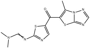 N,N-DIMETHYL-N'-(5-[(6-METHYL[1,3]THIAZOLO[3,2-B][1,2,4]TRIAZOL-5-YL)CARBONYL]-1,3-THIAZOL-2-YL)IMINOFORMAMIDE Struktur