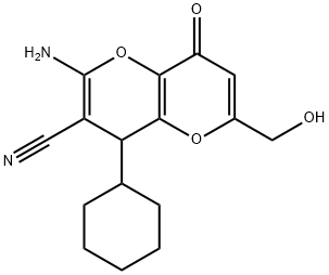 2-AMINO-4-CYCLOHEXYL-6-(HYDROXYMETHYL)-8-OXO-4,8-DIHYDROPYRANO[3,2-B]PYRAN-3-CARBONITRILE Struktur