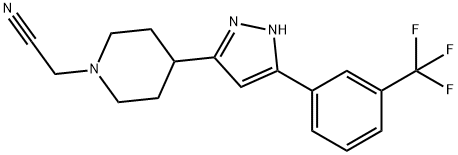 2-(4-(5-[3-(TRIFLUOROMETHYL)PHENYL]-1H-PYRAZOL-3-YL)PIPERIDINO)ACETONITRILE Struktur