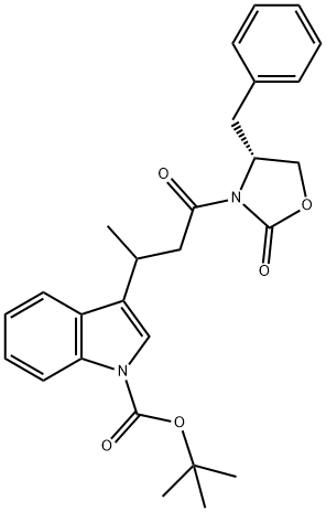 TERT-BUTYL 3-[1-METHYL-3-(4-BENZYL-2-OXO-1,3-OXAZOLIDIN-3-YL)-3-OXOPROPYL]INDOLE-1-CARBOXYLATE Struktur