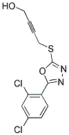 4-([5-(2,4-DICHLOROPHENYL)-1,3,4-OXADIAZOL-2-YL]THIO)BUT-2-YN-1-OL Struktur