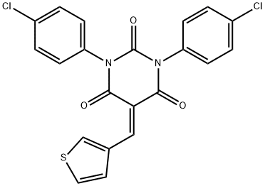 1,3-BIS(4-CHLOROPHENYL)-5-(3-THIENYLMETHYLENE)-1,3-DIAZAPERHYDROINE-2,4,6-TRIONE Struktur