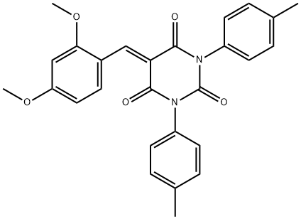 5-((2,4-DIMETHOXYPHENYL)METHYLENE)-1,3-BIS(4-METHYLPHENYL)-1,3-DIAZAPERHYDROINE-2,4,6-TRIONE Struktur