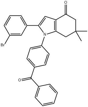 2-(3-BROMOPHENYL)-6,6-DIMETHYL-1-(4-(PHENYLCARBONYL)PHENYL)-5,6,7-TRIHYDROINDOL-4-ONE Struktur