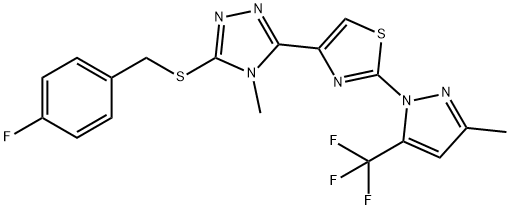 3-[(4-FLUOROBENZYL)SULFANYL]-4-METHYL-5-(2-[3-METHYL-5-(TRIFLUOROMETHYL)-1H-PYRAZOL-1-YL]-1,3-THIAZOL-4-YL)-4H-1,2,4-TRIAZOLE Struktur