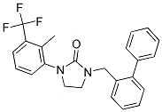 1-(BIPHENYL-2-YLMETHYL)-3-[2-METHYL-3-(TRIFLUOROMETHYL)PHENYL]IMIDAZOLIDIN-2-ONE Struktur