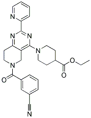 1-[6-(3-CYANO-BENZOYL)-2-PYRIDIN-2-YL-5,6,7,8-TETRAHYDRO-PYRIDO[4,3-D]PYRIMIDIN-4-YL]-PIPERIDINE-4-CARBOXYLIC ACID ETHYL ESTER Struktur