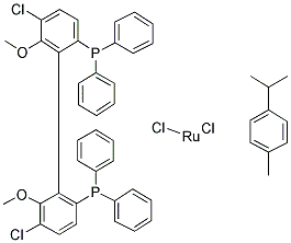 CHLORO[(R)-(+)-5,5'-DICHLORO-6,6'-DIMETHOXY-2,2'-BIS(DIPHENYLPHOSPHINO)-1,1'-BIPHENYL](P-CYMENE)RUTHENIUM (II) CHLORIDE Struktur