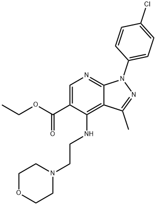 ETHYL 1-(4-CHLOROPHENYL)-3-METHYL-4-[(2-MORPHOLINOETHYL)AMINO]-1H-PYRAZOLO[3,4-B]PYRIDINE-5-CARBOXYLATE Struktur