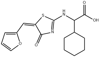 2-CYCLOHEXYL-2-((5-[(E)-2-FURYLMETHYLIDENE]-4-OXO-4,5-DIHYDRO-1,3-THIAZOL-2-YL)AMINO)ACETIC ACID Struktur