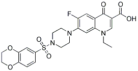 7-[4-(2,3-DIHYDRO-BENZO[1,4]DIOXINE-6-SULFONYL)-PIPERAZIN-1-YL]-1-ETHYL-6-FLUORO-4-OXO-1,4-DIHYDRO-QUINOLINE-3-CARBOXYLIC ACID Struktur