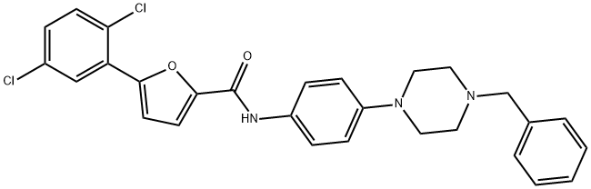 N-(4-(4-BENZYLPIPERAZIN-1-YL)PHENYL)-5-(2,5-DICHLOROPHENYL)FURAN-2-CARBOXAMIDE Struktur