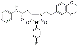 2-[3-(3,4-DIMETHOXYPHENETHYL)-1-(4-FLUOROPHENYL)-2,5-DIOXO-4-IMIDAZOLIDINYL]-N-PHENYLACETAMIDE Struktur