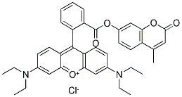 3,6-BIS(DIETHYLAMINO)-9-[2-(4-METHYLCOUMARIN-7-YLOXYCARBONYL)PHENYL]XANTHYLIUM CHLORIDE Struktur