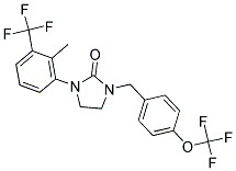 1-[2-METHYL-3-(TRIFLUOROMETHYL)PHENYL]-3-[4-(TRIFLUOROMETHOXY)BENZYL]IMIDAZOLIDIN-2-ONE Struktur