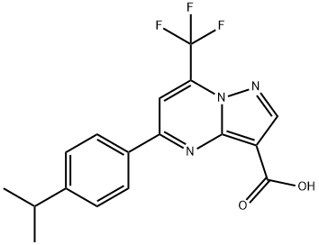 5-(4-ISOPROPYL-PHENYL)-7-TRIFLUOROMETHYL-PYRAZOLO[1,5-A]PYRIMIDINE-3-CARBOXYLIC ACID Struktur