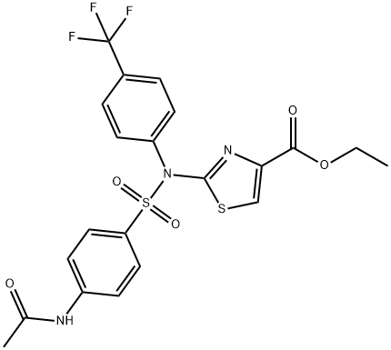 ETHYL 2-[([4-(ACETYLAMINO)PHENYL]SULFONYL)-4-(TRIFLUOROMETHYL)ANILINO]-1,3-THIAZOLE-4-CARBOXYLATE Struktur