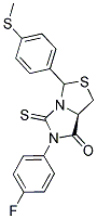 (7AR)-6-(4-FLUOROPHENYL)-3-[4-(METHYLTHIO)PHENYL]-5-THIOXOTETRAHYDRO-7H-IMIDAZO[1,5-C][1,3]THIAZOL-7-ONE Struktur