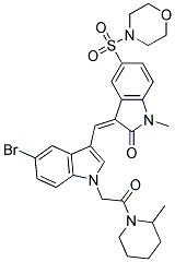 (Z)-3-((5-BROMO-1-(2-(2-METHYLPIPERIDIN-1-YL)-2-OXOETHYL)-1H-INDOL-3-YL)METHYLENE)-1-METHYL-5-(MORPHOLINOSULFONYL)INDOLIN-2-ONE Struktur