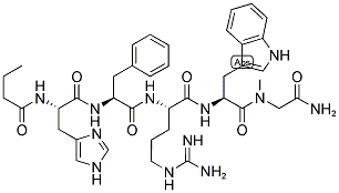 BUTANOYL-HIS-PHE-ARG-TRP-SAR-NH2 Struktur