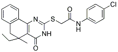 N-(4-CHLOROPHENYL)-2-(5-ETHYL-5-METHYL-4-OXO-3,4,5,6-TETRAHYDROBENZO[H]QUINAZOLIN-2-YLTHIO)ACETAMIDE Struktur