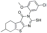 3-(5-CHLORO-2-METHOXY-PHENYL)-2-MERCAPTO-7-METHYL-5,6,7,8-TETRAHYDRO-3H-BENZO[4,5]THIENO[2,3-D]PYRIMIDIN-4-ONE Struktur