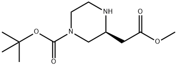 (S)-3-METHOXYCARBONYLMETHYL-PIPERAZINE-1-CARBOXYLIC ACID TERT-BUTYL ESTER Struktur