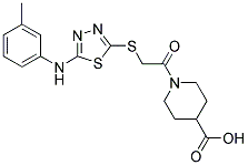 1-[([5-[(3-METHYLPHENYL)AMINO]-1,3,4-THIADIAZOL-2-YL]THIO)ACETYL]PIPERIDINE-4-CARBOXYLIC ACID Struktur