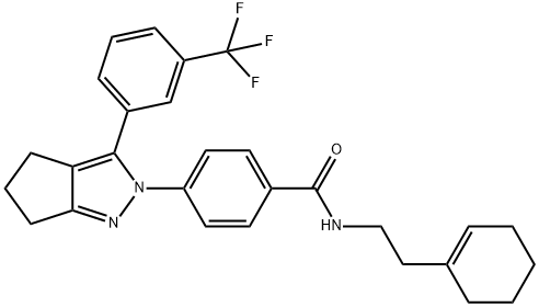 N-[2-(1-CYCLOHEXENYL)ETHYL]-4-[3-[3-(TRIFLUOROMETHYL)PHENYL]-5,6-DIHYDROCYCLOPENTA[C]PYRAZOL-2(4H)-YL]BENZENECARBOXAMIDE Struktur