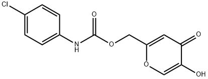 (5-HYDROXY-4-OXO-4H-PYRAN-2-YL)METHYL N-(4-CHLOROPHENYL)CARBAMATE Struktur