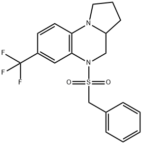 5-(BENZYLSULFONYL)-7-(TRIFLUOROMETHYL)-1,2,3,3A,4,5-HEXAHYDROPYRROLO[1,2-A]QUINOXALINE Struktur