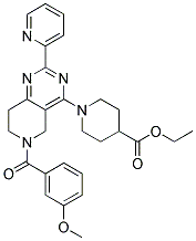 1-[6-(3-METHOXY-BENZOYL)-2-PYRIDIN-2-YL-5,6,7,8-TETRAHYDRO-PYRIDO[4,3-D]PYRIMIDIN-4-YL]-PIPERIDINE-4-CARBOXYLIC ACID ETHYL ESTER Struktur