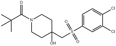 1-(4-([(3,4-DICHLOROPHENYL)SULFONYL]METHYL)-4-HYDROXYPIPERIDINO)-2,2-DIMETHYL-1-PROPANONE Struktur