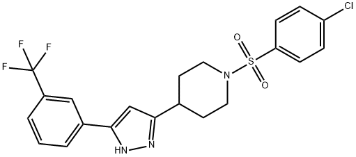 1-[(4-CHLOROPHENYL)SULFONYL]-4-(5-[3-(TRIFLUOROMETHYL)PHENYL]-1H-PYRAZOL-3-YL)PIPERIDINE Struktur