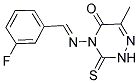 4-[(3-FLUORO-BENZYLIDENE)-AMINO]-6-METHYL-3-THIOXO-3,4-DIHYDRO-2H-[1,2,4]TRIAZIN-5-ONE Struktur