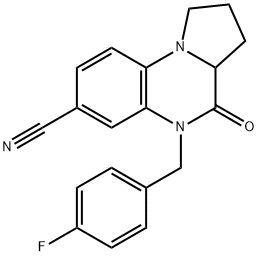 5-(4-FLUOROBENZYL)-4-OXO-1,2,3,3A,4,5-HEXAHYDROPYRROLO[1,2-A]QUINOXALINE-7-CARBONITRILE Struktur